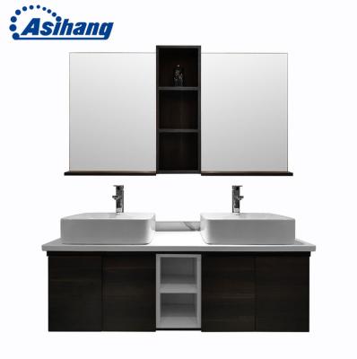 China Waterproof Morden Hotel Toilet Room Cabinet Double Basin Bathroom Mirror Cabinet for sale