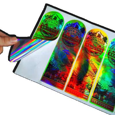 China Scratch-/best quality waterproof glitter hologram sticker printing, custom waterproof holographic logo wrapping paper laser die cut stickers for sale