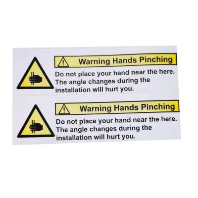 China Scratch-/Waterproof Warning Hands Pinching Paper Sticker, Customize A Variety Of Shapes And Various Scenes Of Reminder Stickers for sale