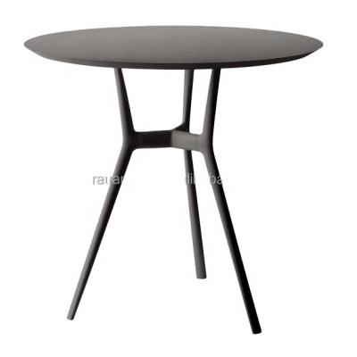 China Modern Dining Tables in Outdoor Round Garden Powder Coated Aluminum Frame 3 Metal 4 Leg Coffee Outdoor Table for sale