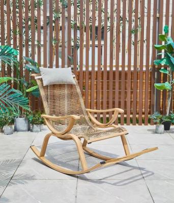 China 2021 New Design Modern Natural Bamboo European High Quality Garden Leisure Wooden Rocking Chair for sale