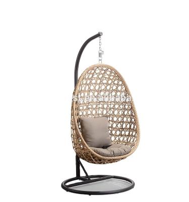 China Durable L Shaped Rattan Swing Chair Outdoor Hanging Patio Swing for sale