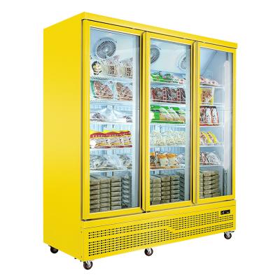 China HUAER Single-temperature Frozen Food Display Supermarket Used Glass Upright Freezer for sale