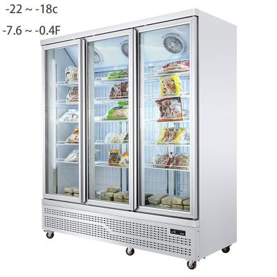 China Single-temperature CE Frozen Food Vertical Showcase Upright Freezer For Supermarket for sale