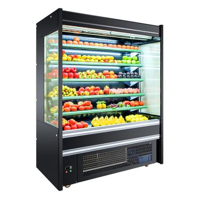 China Single-temperature open air curtain cabinet display refrigerator multideck supermarket showcase for sale