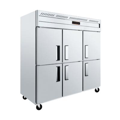 China Single-temperature Upright Kitchen Stainless Steel 6 Door Refrigerator Restaurant for sale