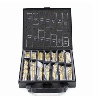 China For Stainless Steel And Hard Metal Drilling 99pcs DIN338 Titanium Rolled Edge Metal HSS Brocas Twisted Drill Bits Set Straight Shank Fully Ground Drill Bit for sale