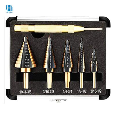 China 6Pcs Metal Shank Drill Bit Steel Drilling Ti-Plated Pagoda Carpenter Carpenter Broaching Saw Tooth Drill Bit Set for sale