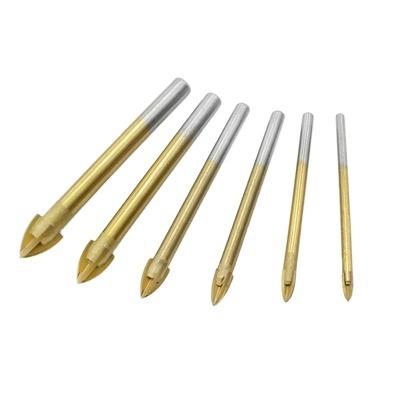 China Tungsten Carbide Drilling Titanium Coated Cross Tile and Hole Glass Drill Bit Marble Glass Drill Bit for sale