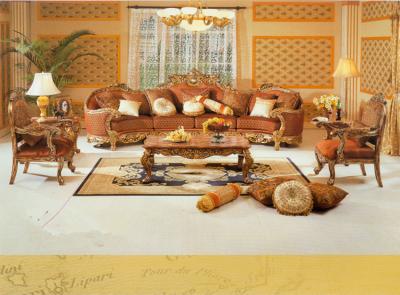 China Viersitzer geschnitzter Holz-Chesterfield-Samt Sofa Set Antique Oak Frame ISO9001 zu verkaufen