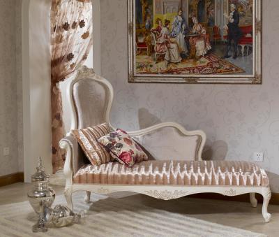 China Champagne Hand Carved Luxury Chaise-Aufenthaltsraum Chaise Lounge Sofa Flower Print zu verkaufen