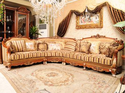 China Tela real Sofa Antique Baroque Style Couch luxuoso de madeira da folha de ouro 5 anos de garantia à venda