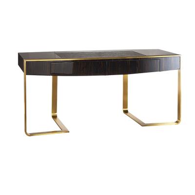 China ISO 14001 Piano Lacquer Luxury Computer Desk Stainless Steel Office Study Table for sale