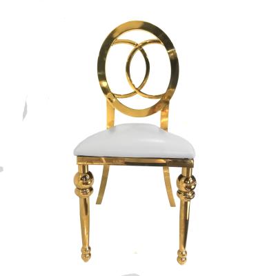 China Gold Stainless Steel Banquet Chair With Fixed Soft Cushion for sale