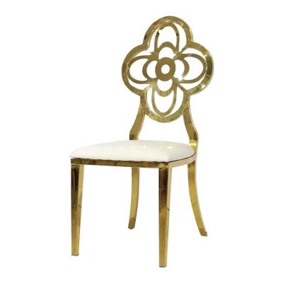 China Flower Back Gold Stainless Steel Wedding Chairs For Banquet Hall for sale