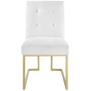 China Luxury Home White Upholstered Dining Chairs With Gold Legs for sale