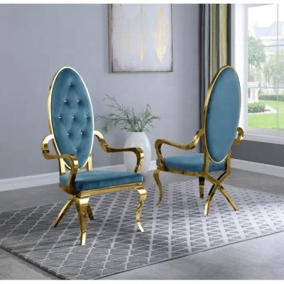 China Stainless Steel Frame Tufted Dining Armchair for sale