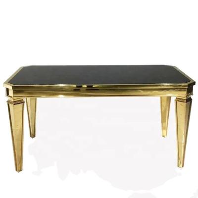 Chine Table de salle à manger de dessus de verre trempé de noir de jambe de l'or solides solubles pour le mariage à vendre