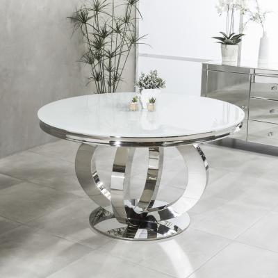 Chine table de salle à manger supérieure de marbre blanche ronde de 120cm avec la base de solides solubles à vendre