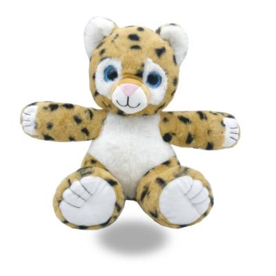 China Custom Hot Selling Cute Fun 20CM Yellow Plush Stuffed 8Inches Leopard Toy With Huggers Slap Bracelet For Play for sale