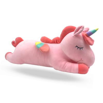 China Cute Fun 60CM PSuper Unicorn Plush Stuffed Toy Custom Soft Spandex Velboa Pink Rainbow Rainbow For Kids for sale