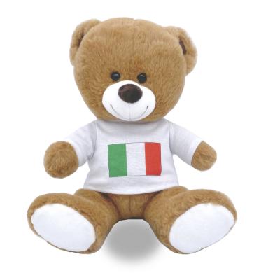 China Hot Sales Promotion Customized Cute Fun 20CM 8 Inch Brown Color Cute Plush Stuffed Teddy Bear Toys With White T-shirt for sale