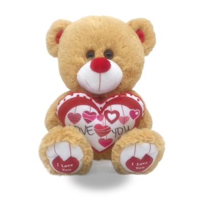 China Fun Cute Custom Made 25 cm 10 inch Brown Teddy Bear With I Love You Heart For Valentine's Day Gift for sale