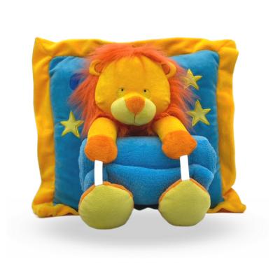 China Custom Cute Design Non-Toxic 3D Lion Plush Children Cushion Pillow With Cover for sale