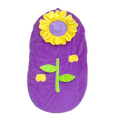 China Cute fun customized purple soft plush flower kids cold weather sleeping bags for baby in winter for sale