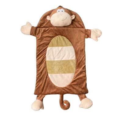 China Cute Custom Super Soft Plush Monkey Brown Velboa Animal Fun Mat For Baby Play for sale