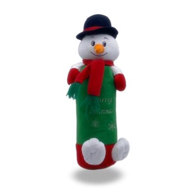 China Custom Christmas Green Color Christmas Plush Stuffed Snowman Toy With Covering Gift For Kids for sale