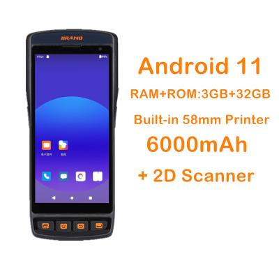 China PDA robusto Android 11 Terminal Móvel Impressora de códigos de barras 2D portátil com câmera frontal de 8MP e molde privado à venda