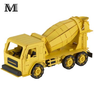 China Wholesale Color Paper Customize Boy Birthday Gifts 3D Puzzle Model OEM ODM DIY Concrete Mixer Truck Educational Paper Toys For Children for sale