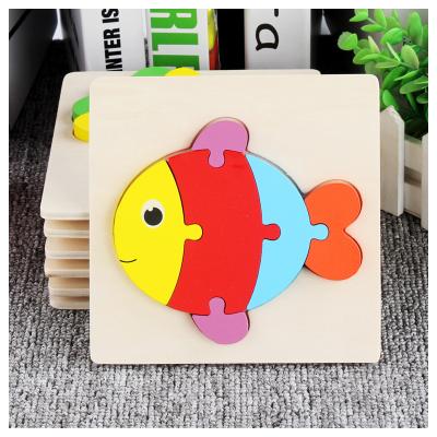 China Educational Toy OEM Customized Kids Learning Early Learning Wooden Puzzle School DIY Block Game Fish Kids Baby Early Educational Toys for sale