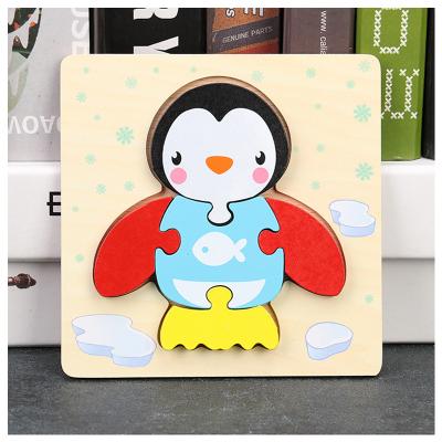 China OEM Toy 2022 New Arrivals Kids Educational Custom Wooden Block Preschool Penguin Cute Baby Animal Game 3D Puzzle DIY Learning Educational Toys for sale