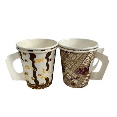 China 4oz/7oz/9oz Disposable Disposable Paper Cups Customized Coffee Hot Paper Cup With Handle And Lids for sale