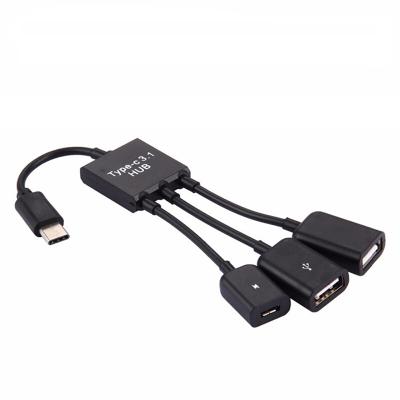 China Compatible with all tablet and mobile phone with OTG function 3 in 1 Micro USB Adapter OTG Cable Type-C Male to USB Adapter USB C Female Hub for Smart Phone for sale