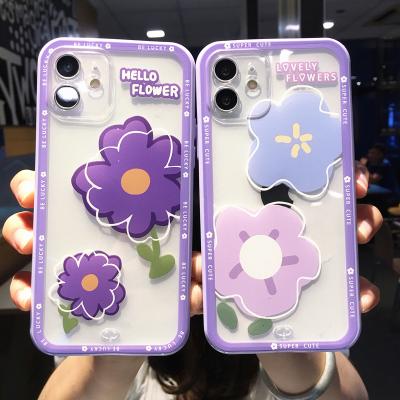 China Cute Purple Anti-drop Beautiful Flower Shell Silicone TPU Back Cover Soft Case For iPhone 13 12 11 X 7 8 Plus for sale