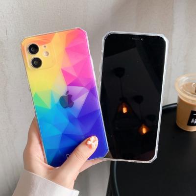 China Lovely Anti-fall Rhombus Diamond Rainbow Shell Silicone TPU Soft Back Cover Shockproof Phone Case For iPhone 13 12 11 x 7 8 plus for sale