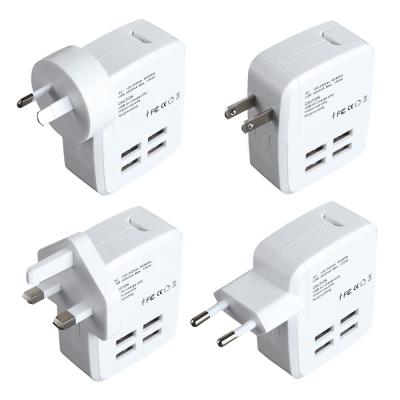 China Global Tablet International All in One Universal Travel Wall Charger Kit Travel Adapter with Four USB Charging Ports for US EU UK for sale