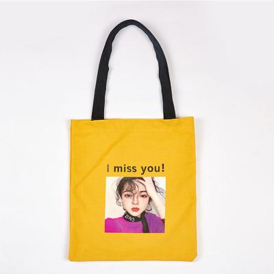 China One Shoulder Two Color Reusable Natural Canvas Cotton Tote Bag Fashion Digital Printing Custom Canvas Tote Bag for sale