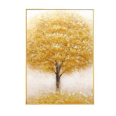 China Modern Popular Handmade Environmental Materials Wall Art Painted On Canvas Gold Tree Landscape Oil Painting For Room Decor for sale