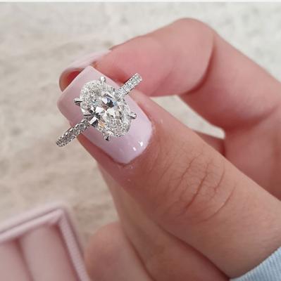 China TRENDY Custom Made Wedding 925 Sterling Silver Ring Promise Ring Oval Diamond Women Jewelry Cubic Zirconia Eternity Engagement for sale