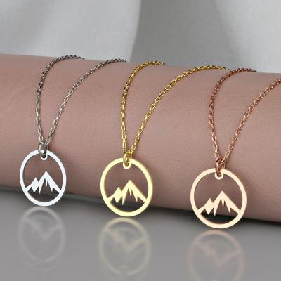 China Custom Wholesale TRENDY Personalized Sterling Silver High Jewelry 18k Rose Gold Plated Mountain Pendant Minimalist 925 Necklace for sale