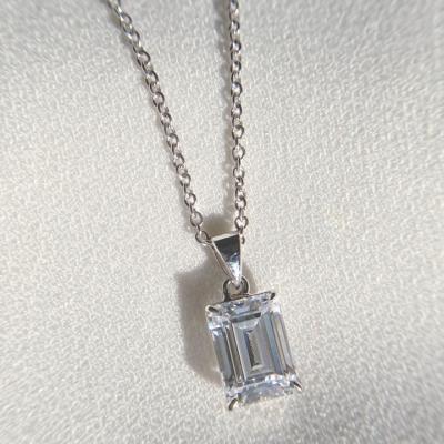 China Wholesale Customized Women's Zircon 925 Sterling Silver Wedding Jewelry Baguette Diamond Pendant Necklace FASHIONABLE for sale