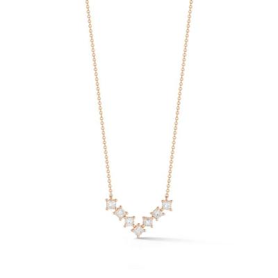 China FASHIONABLE Custom Minimalist Unique Jewelry Elegant Women 18k Gold Plated 925 Sterling Silver Multi-Stone V-Pendant Diamond Necklace for sale