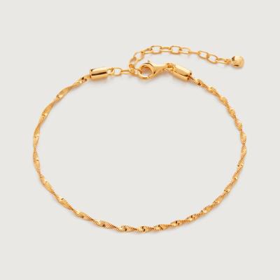 China Trendy Charm Custom Light Fashion Minimalism Luxury Leisure 18k Gold Plated 925 Sterling Silver Twisted Chain Adjustable Bracelet for sale