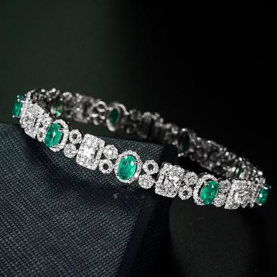 China Fashionable Luxury Custom Jewelry 925 Women Crystal Emerald Stone Gemstone Tennis Zircon Bracelet from Sterling Silver 5A for sale