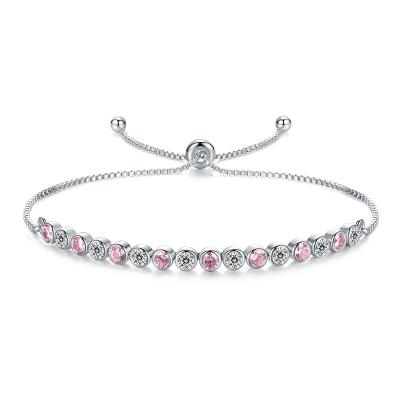 China FASHIONABLE New Design 925 Bracelet Sterling Crystal Cz Adjustable Length Women Silver Bracelet for sale