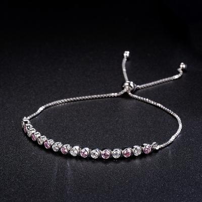 China FASHIONABLE Luxury Adjustable 925 Sterling Silver Gemstone Bracelets Tennis Chain Bracelet for sale